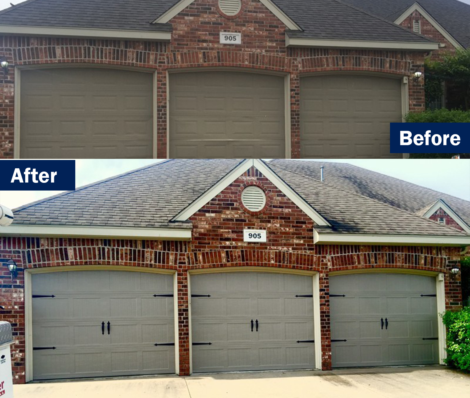before and after Garage door